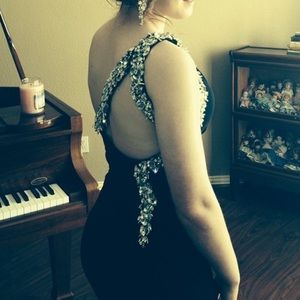 Black One Shoulder Evening/Prom Gown with Crystals